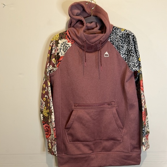 NWOT Burton Oak long floral sleeve hoodie pullover sweatshirt size small - Picture 2 of 6